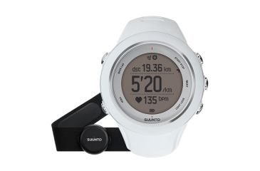 Image of Suunto Ambit3 Sport Watch w/ GPS, Compass, and Heart Rate Function, White, HR w/ Smart Belt SS020680000