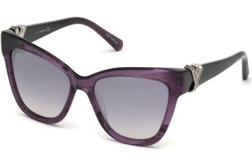 Image of Swarovski SK0157 Sunglasses - Shiny Violet Frame Color, Smoke Mirror Lens Color