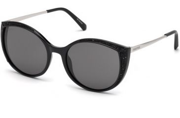 Image of Swarovski SK0168 Sunglasses - Shiny Black Frame Color, Smoke Lens Color