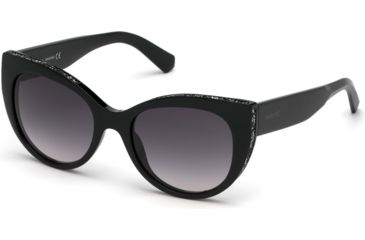 Image of Swarovski SK0202 Sunglasses - Shiny Black Frame Color, Gradient Smoke Lens Color
