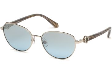 Image of Swarovski SK0205 Sunglasses - Shiny Palladium Frame Color, Blu Mirror Lens Color