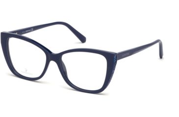 Image of Swarovski SK5290 Eyeglass Frames - Shiny Blue Frame Color, Shiny Blue Lens Color