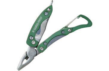 Image of SwissTech Caribiner Multi Tool Folding Knife,Green,Aluminum Handle SWT36029