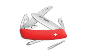 Image of Swiza Swiza J06 Junior Button Lock Swiss Pocket Knife Red 2.75" Satin, Red, 440, adult, BHQ-74890