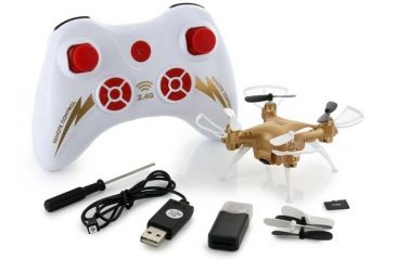 Image of Syma X52C Nano Quadcopter Drone w/2MP HD Camera and Bonus Battery, Gold 61314