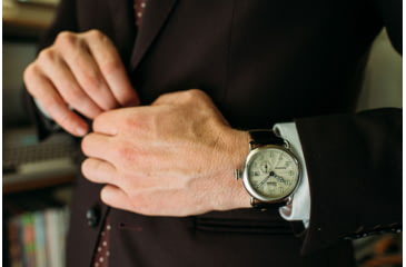 Image of Szanto Automatic Officer Watches, Ivory Dial, Black Strap, Steel, One Size, SZ 6305E