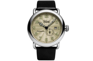 Image of Szanto Automatic Officer Watches, Ivory Dial, Black Strap, Steel, One Size, SZ 6305E
