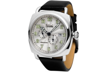 Image of Szanto Automatic Officer Watches, Silver Dial, Black Strap, Steel, One Size, SZ 6202E
