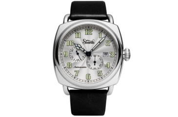 Image of Szanto Automatic Officer Watches, Silver Dial, Black Strap, Steel, One Size, SZ 6202E