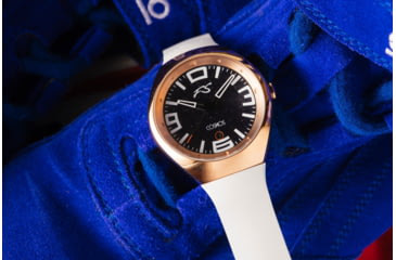 Image of Szanto Icon Frank Stephenson Cosmos Watches, Blue Dial, White Strap, Rose Gold, One Size, IC-FS-9005