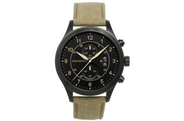 Image of Szanto Mens 1200 Series Watch,Black Dial,Khaki Strap,46mm Dia. SZ 1202