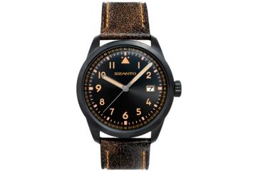 Image of Szanto Mens 2200 Series Watch,Black and Orange Dial,Black Strap,46mm Dia. SZ 2202