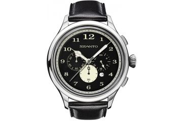 Image of Szanto Mens 2400 Series Watch,Black Dial,Black Strap,46mm Dia. SZ 2401