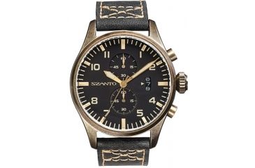 Image of Szanto Mens 4000 Series Watch,Black Dial,Grey Strap,44mm Dia. SZ 4001