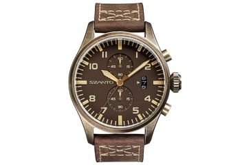 Image of Szanto Mens 4000 Series Watch,Brown Dial,Brown Strap,44mm Dia. SZ 4003