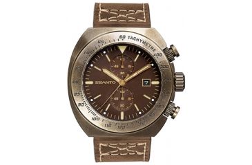 Image of Szanto Mens 4100 Series Watch,Brown Dial,Brown Strap,46mm Dia. SZ 4103