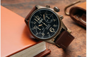 Image of Szanto Pilot Watches, Black Dial, Brown Strap, A. Gold, One Size, SZ 4552