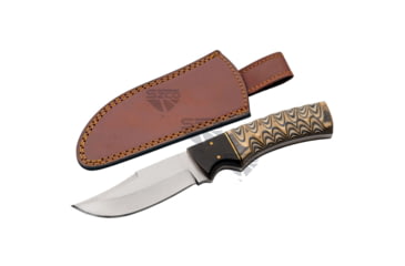 Image of SZCO Ashwood Grooved Hunter Fixed Blade Knife, 4in, Stainless Steel, Clip Point, Colorwood Handle, 203537
