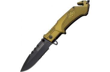Image of Tac Force 4.5in. Folder Black Blade Knives, Yellow Handle TF781GN