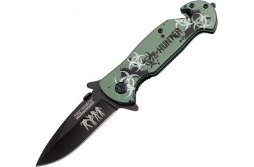 Image of Tac Force 4.5in.Rescue FolderBlack Knives, Green Biohazard Handle TF799GZ