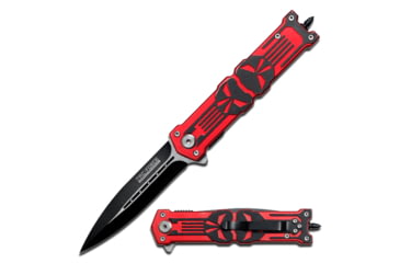 Image of TAC Force 4.75in. Closed; 2 Tone S.S. Blade; Skull Design Knife, Red TF 592RD