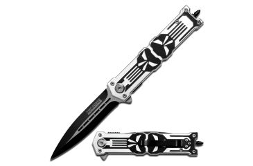 Image of TAC Force 4.75in. Closed; 2 Tone S.S. Blade; Skull Design Knife, Silver TF 592SB