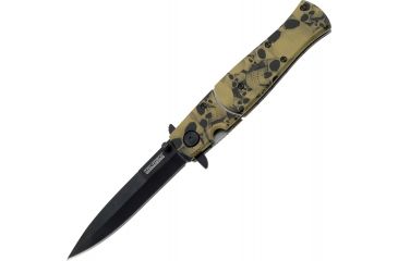 Image of Tac Force 4.75in. Closed Folder Knives, Plain edge Knife, Tan Skull Handle TF804BN