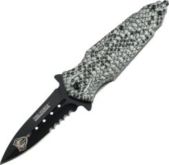 Image of Tac Force 4.75in.Cobra Folder Knives, Paritally Serrated, Silver Handle TF796SL