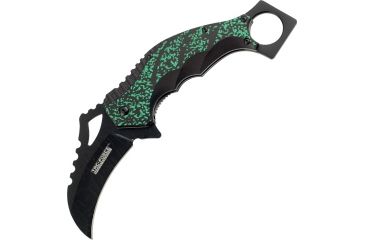 Image of Tac Force 5.5in.Karambit Folder Knife, Plain edge Knife, Green Speckeled Handle TF812G