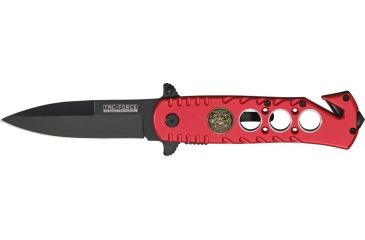 Image of Tac Force A/O Fire Fighter Fold Knife, A/O black SS blade, Red Alum. handle TF529RFF