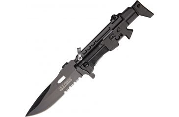 Image of Tac Force A/O Gun Linerlock Fold Knife, black finish SS PS blade, Black Alum. handle TF767BK