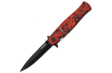 Image of Tac Force A/O Speedster Folding Knife,4in,Stiletto Blade,Red And Black Camo Alum Handle TF804RC