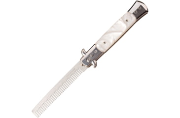 Image of TAC Force Beard Comb Button Lock A/O Folding Knife, 5 closed, White acrylic handle, TF-CB005WH