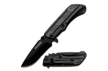 Image of TAC Force Black Serrated Blade Grey Handle Knife YC 635GY