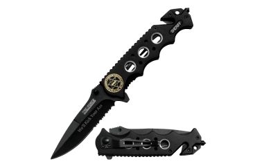 Image of TAC Force Black Sheriff Handle Fold Knife, Black TF 611SH
