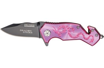 Image of Tac Force Dragon Strike A/O Fold Knife, black coated HC steel blade, Pink anodized Alum. handle TF686PE