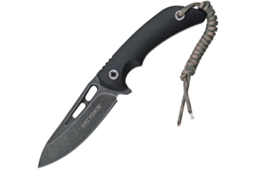 Image of TAC Force Drop Point Knife, 9in Overall, 4.25in Black Stonewash SS Drop Point, Black G10 Handle, Camo Cord Lanyard, Sheath Includes Sharpening Rod, Black Nylon Sheath, TF-200-949BK