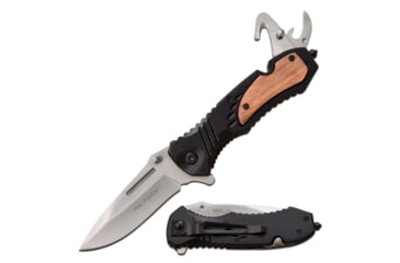 Image of TAC Force Drop Point Spring Assisted Knife w/Can Opener and Cutter, 3.25 in, 3Cr13 Stainless Steel Stainless Steel, Black/Brown, TF-606BZW