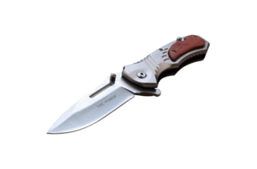 Image of TAC Force Drop Point Spring Assisted Knife w/Can Opener and Cutter, 3.25 in, 3Cr13 Stainless Steel Stainless Steel, Silver/Brown, TF-606SRW