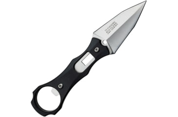 Image of TAC Force Black 2.5in Fixed Blade Knife, 6.5in Overall, 2.5in Satin Double Edge SS Spear Point Blade, Black Nylon Handle, Plastic Sheath, TF-FIX020BK