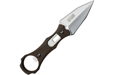 Image of TAC Force Brown 2.5in Fixed Blade Knife, 6.5in Overall, 2.5in Satin Double Edge SS Spear Point Blade, Brown Nylon Handle, Plastic Sheath, TF-FIX020BR