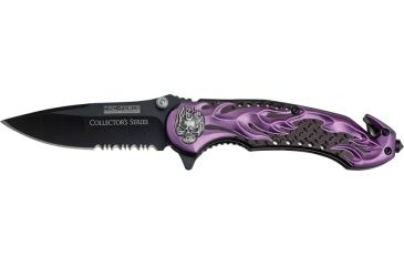 Image of Tac Force Flaming Skull Fold Knife, SS PS blade TF736PE