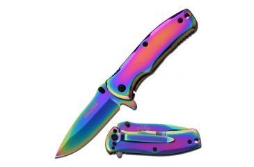 Image of TAC Force Folding Blade, 2.75in, Stainless Steel Blade, Rainbow Finished Ti-Coated Stainless Steel Handle TF-848RB
