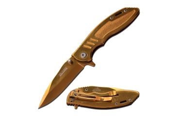 Image of TAC Force Folding Blade, 2.9in, Stainless Steel Blade, Mirror Finished Gold Ti-Coated Handle TF-908GD