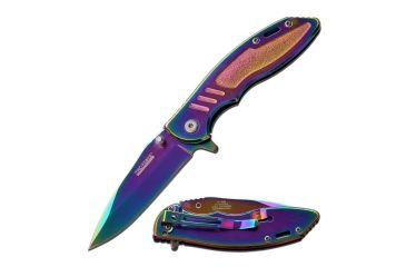 Image of TAC Force Folding Blade, 2.9in, Stainless Steel Blade, Mirror Finished Rainbow Ti-Coated Handle TF-908RB