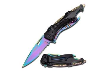 Image of TAC Force Folding Blade, 3.25in, Stainless Steel Blade, Black Aluminum Handle TF-705RB