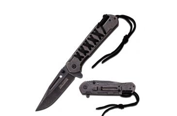 Image of TAC Force Folding Blade, 3.25in, Stainless Steel Blade, Black Paracord &amp; Stonewashed Stainless Steel Handle, TF-872BK