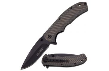 Image of TAC Force Folding Blade, 3.25in, Stainless Steel Blade, Gray And Tan Two Tone G10 Handle TF-833G10