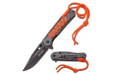 Image of TAC Force Folding Blade, 3.25in, Stainless Steel Blade, Orange Paracord &amp; Stonewashed Stainless Steel Handle, TF-872OR
