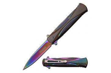 Image of TAC Force Folding Blade, 3.5in, Stainless Steel Blade, 3 Tone Stainless Steel (Rainbow) Handle TF-914RB